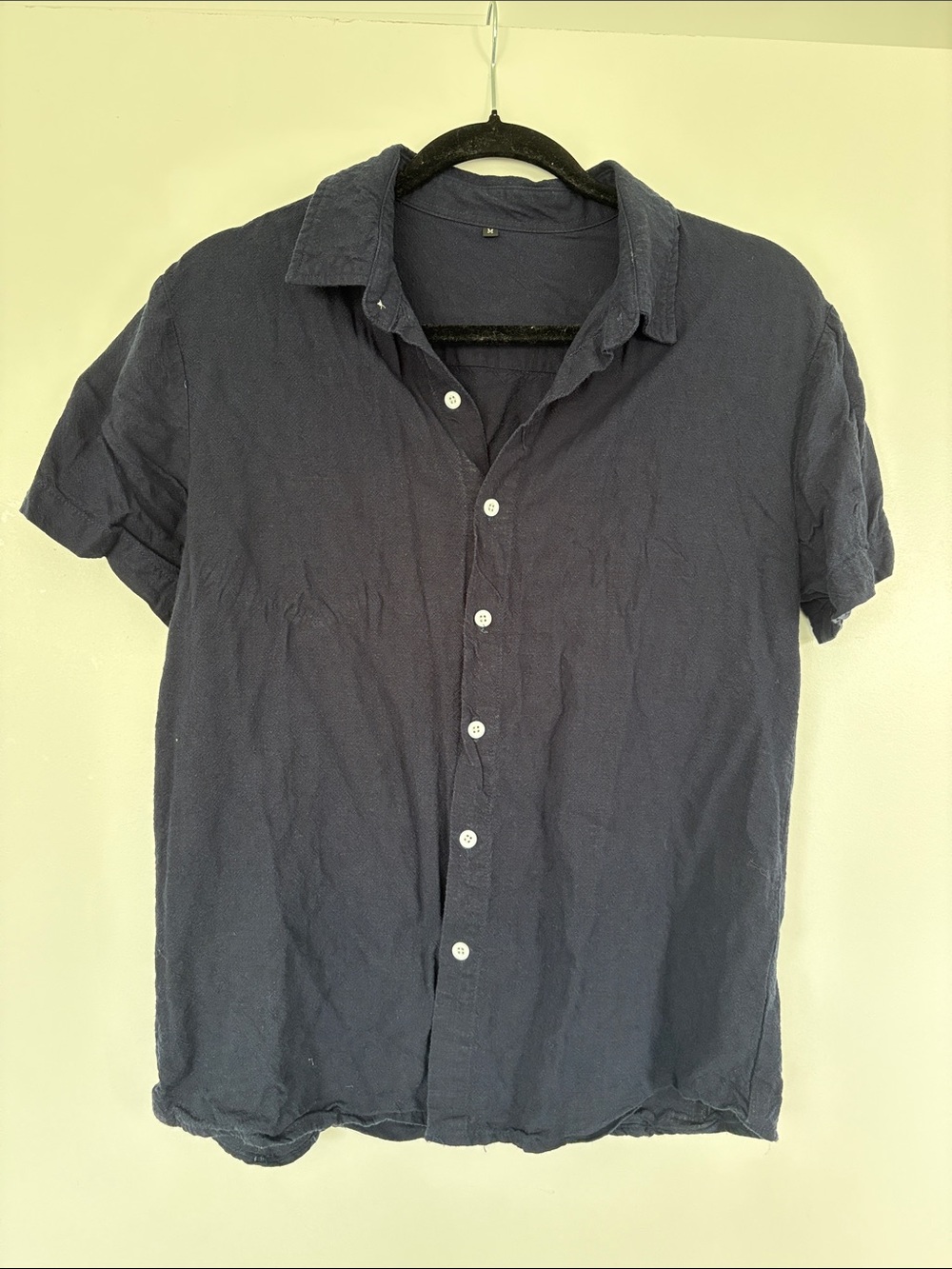 Men's Short Sleeve Button-Up Shirt - Navy